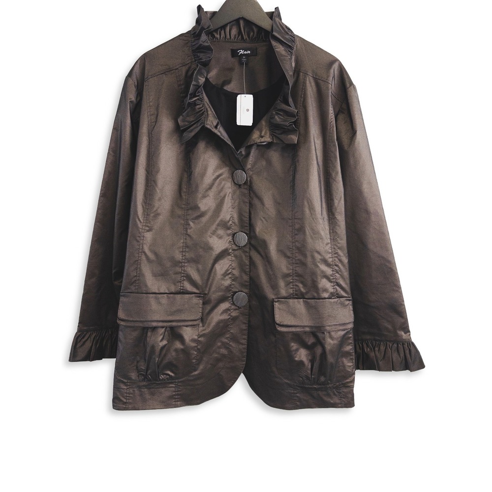 NWT Flair Taffeta Jacket Women 3X Brown Satin Finish Coat Steampunk Whimsigoth